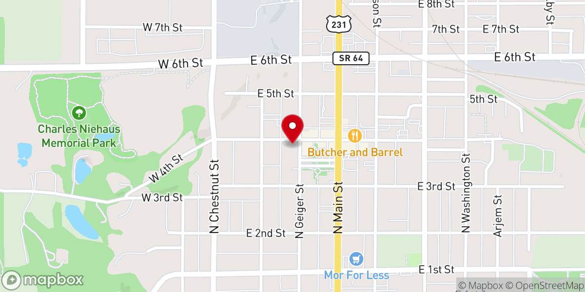 Map showing location of First Baptist Church