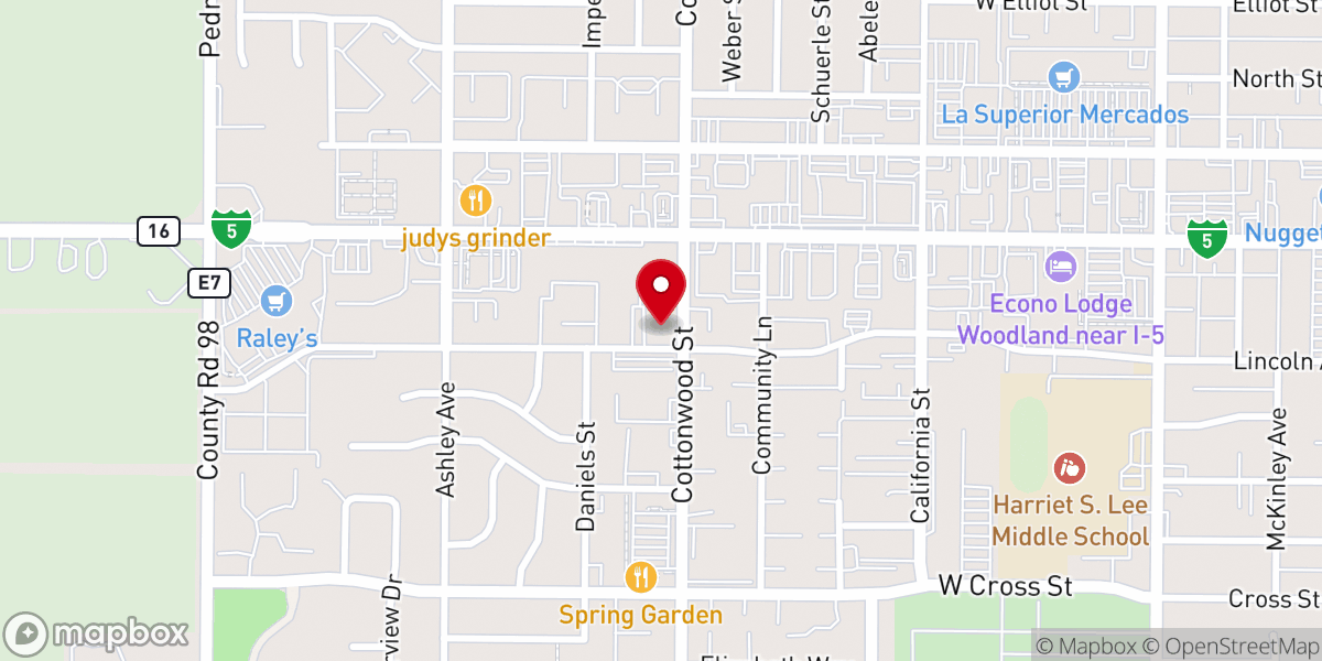 Map showing location of Woodland Church of Christ