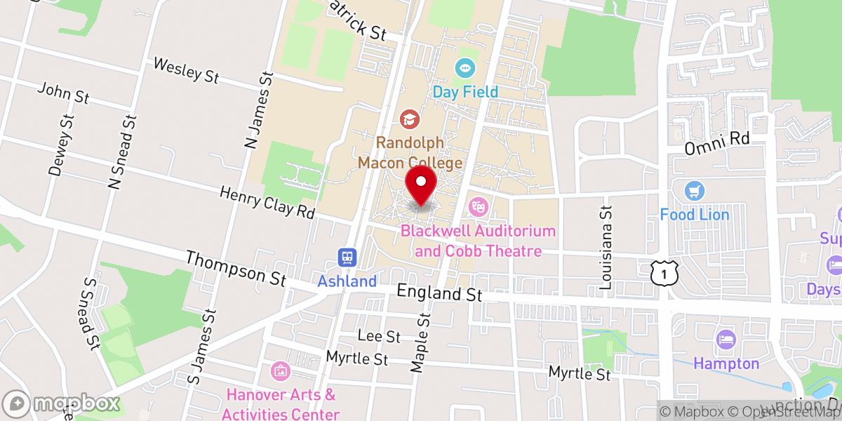 Map showing location of Old Chapel-Randolph Macon College