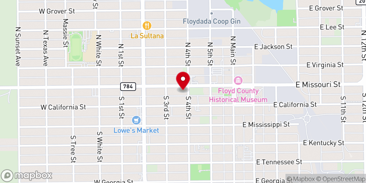 Map showing location of First Christian Church