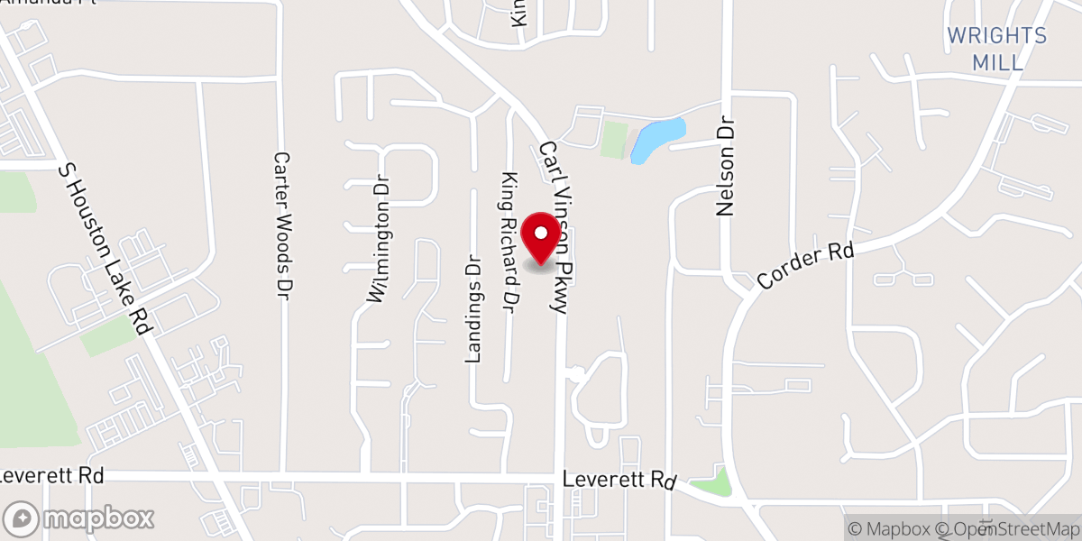 Map showing location of Korean Presbyterian Church of Warner Robins 워너로빈스 한인장로교회