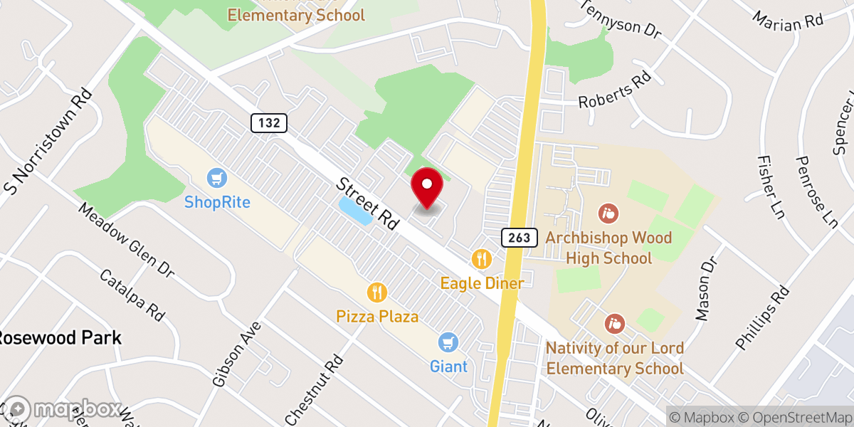 Map showing location of United Church of Christ of Warminster