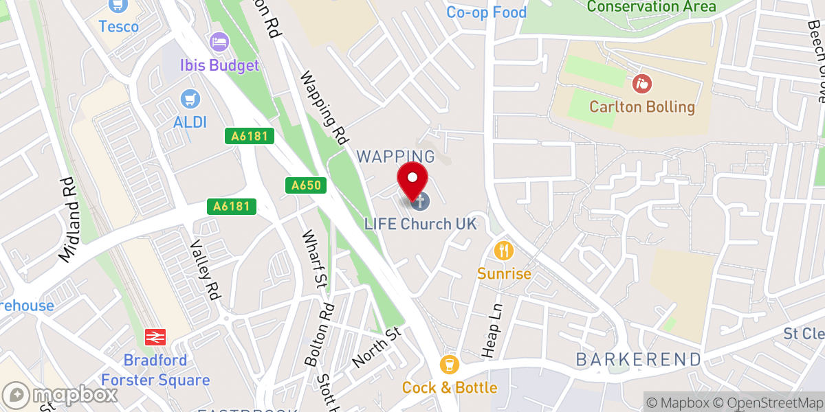 Map showing location of LIFE Church Bradford