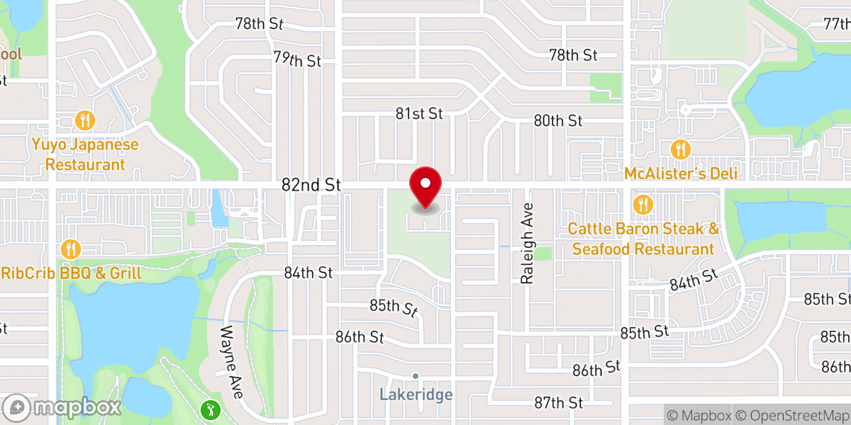 Map showing location of Lakeridge Baptist Church