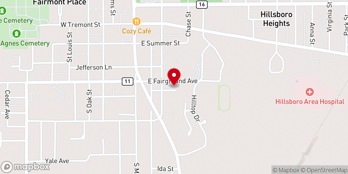 Map showing location of Calvary Baptist Church