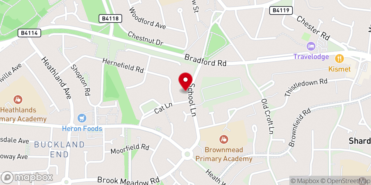 Map showing location of Castle Bromwich Methodist Church