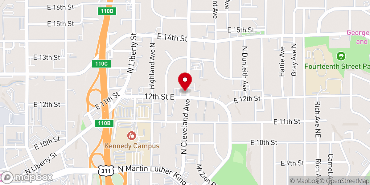 Map showing location of St John Baptist Church