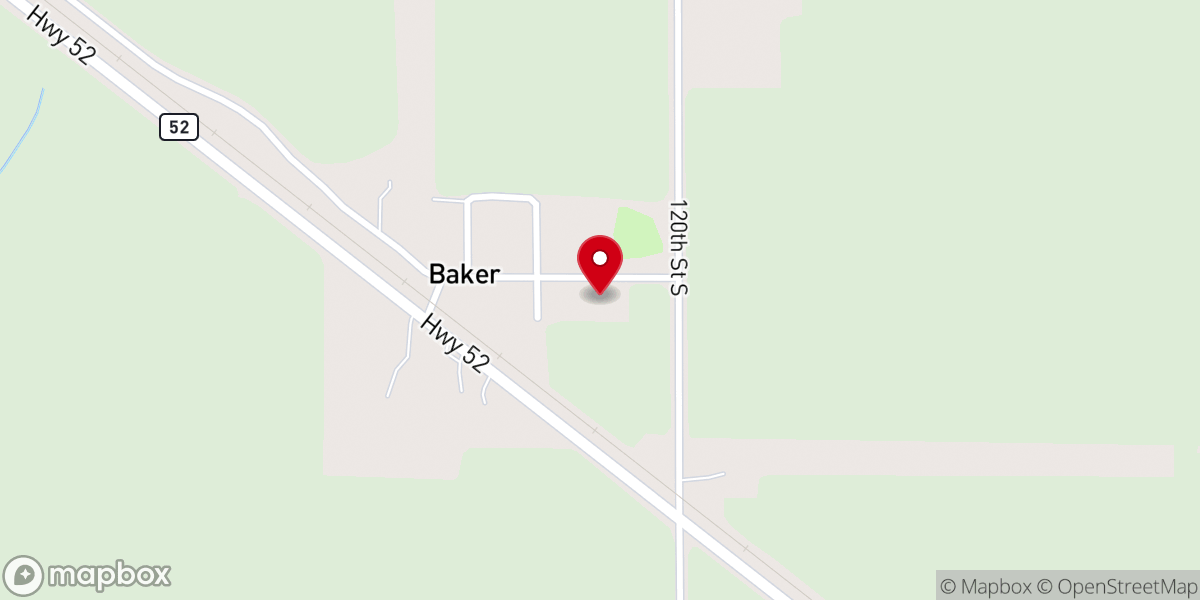 Map showing location of Baker Downer Presbyterian Church