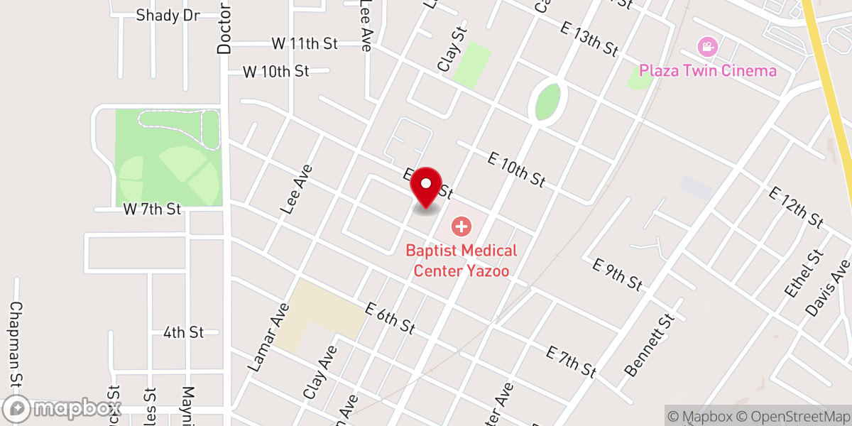 Map showing location of Yazoo Full Gospel Christian