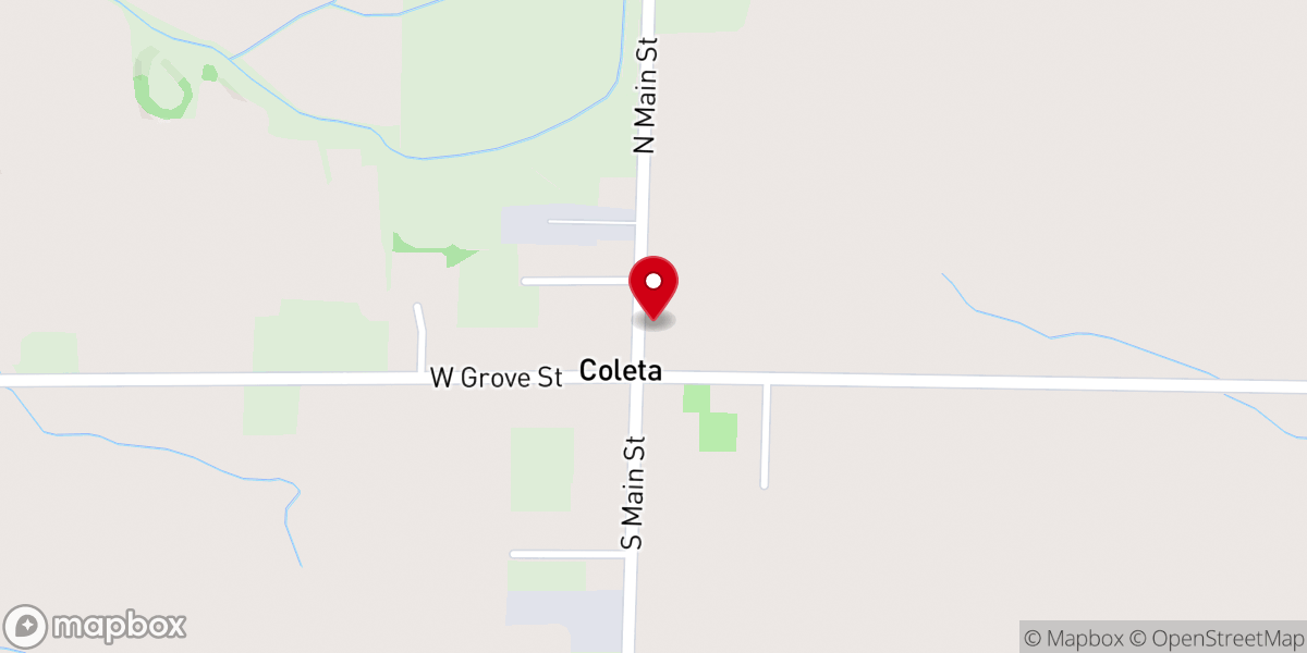 Map showing location of Coleta United Methodist Church
