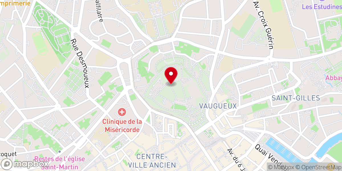 Map showing location of Château de Caen