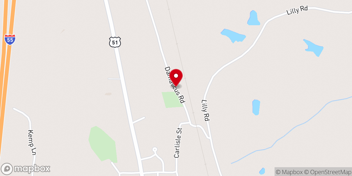 Map showing location of Damascus Baptist Church