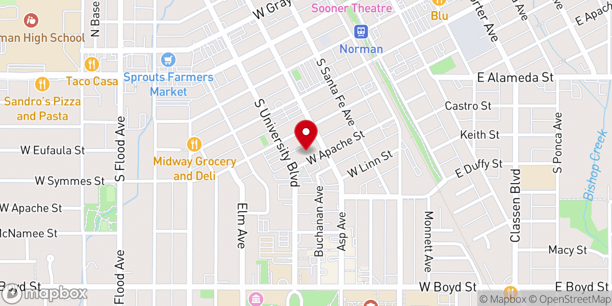 Map showing location of McFarlin Memorial United Methodist Church