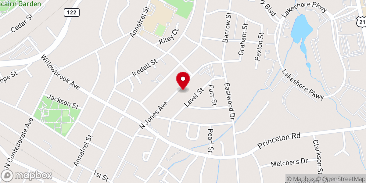 Map showing location of First Church of the Nazarene