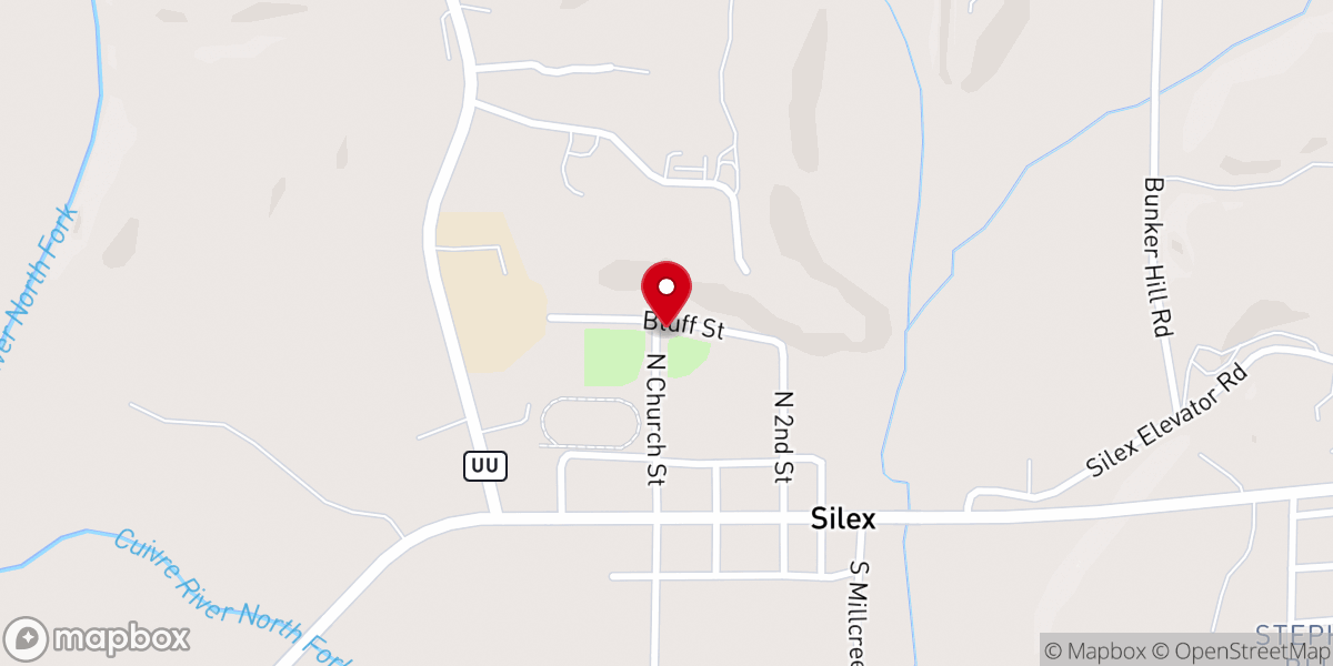 Map showing location of Silex Softball Field