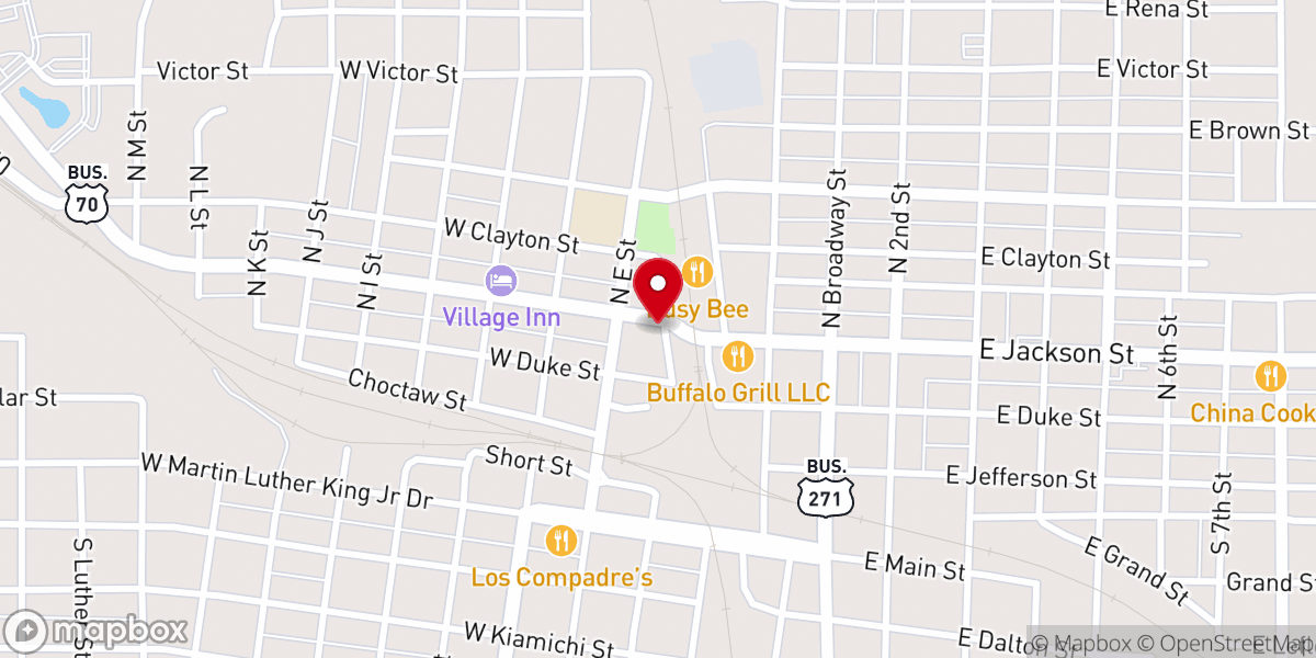 Map showing location of Hill & Son Service Station