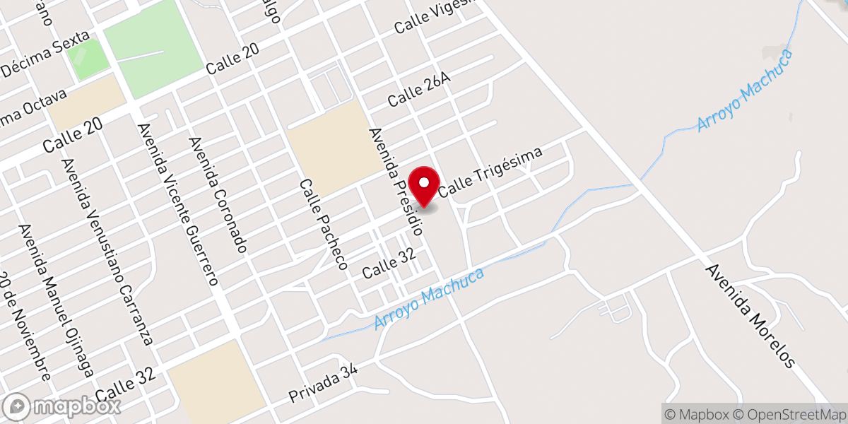 Map showing location of Templo Bautista Getsemani
