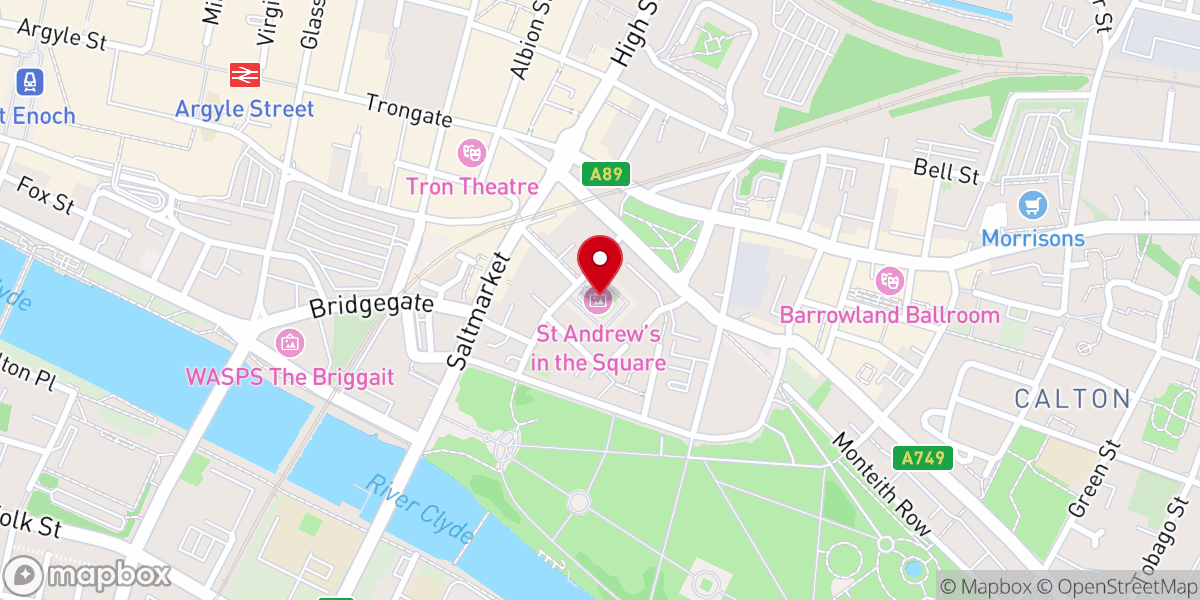 Map showing location of St Andrew's in the Square