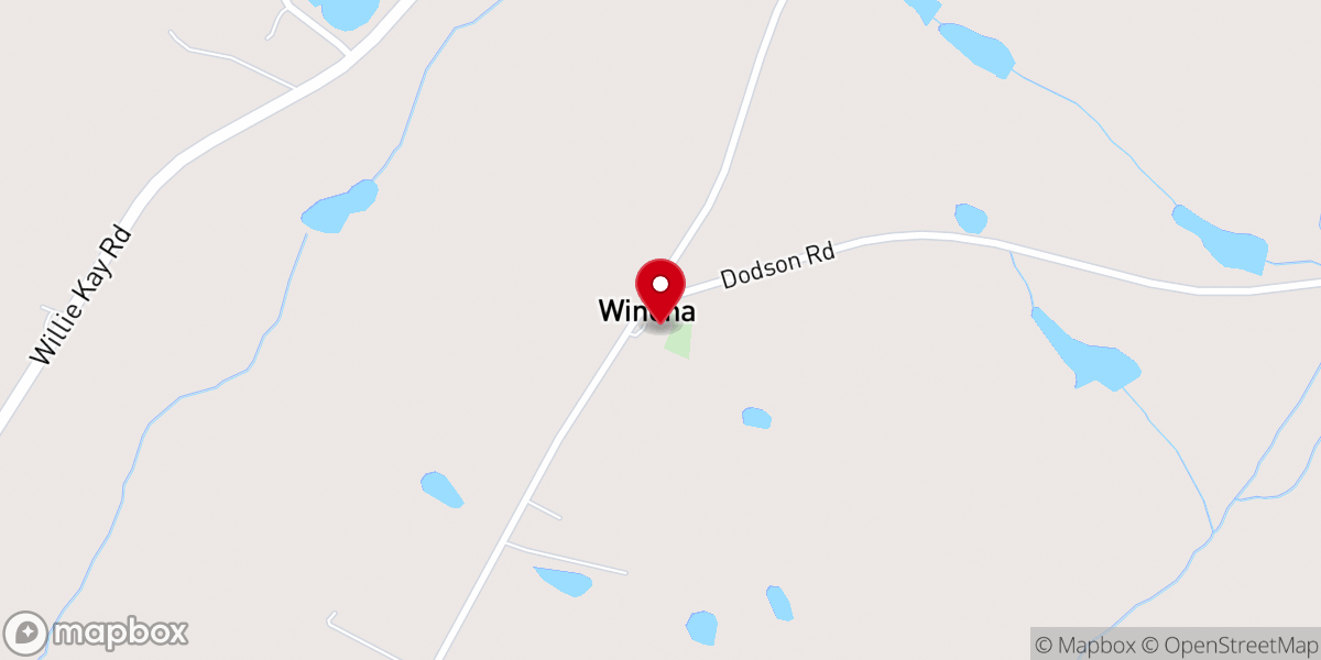 Map showing location of Winona Baptist Church