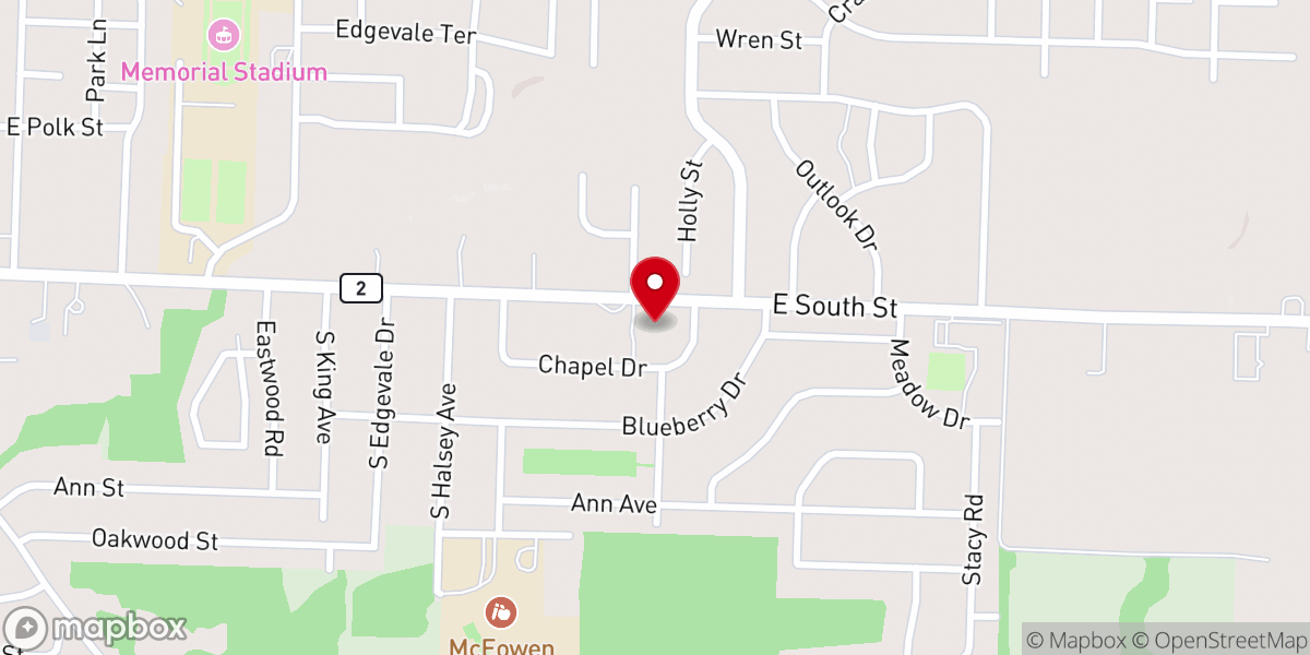 Map showing location of Harrisonville Community Church