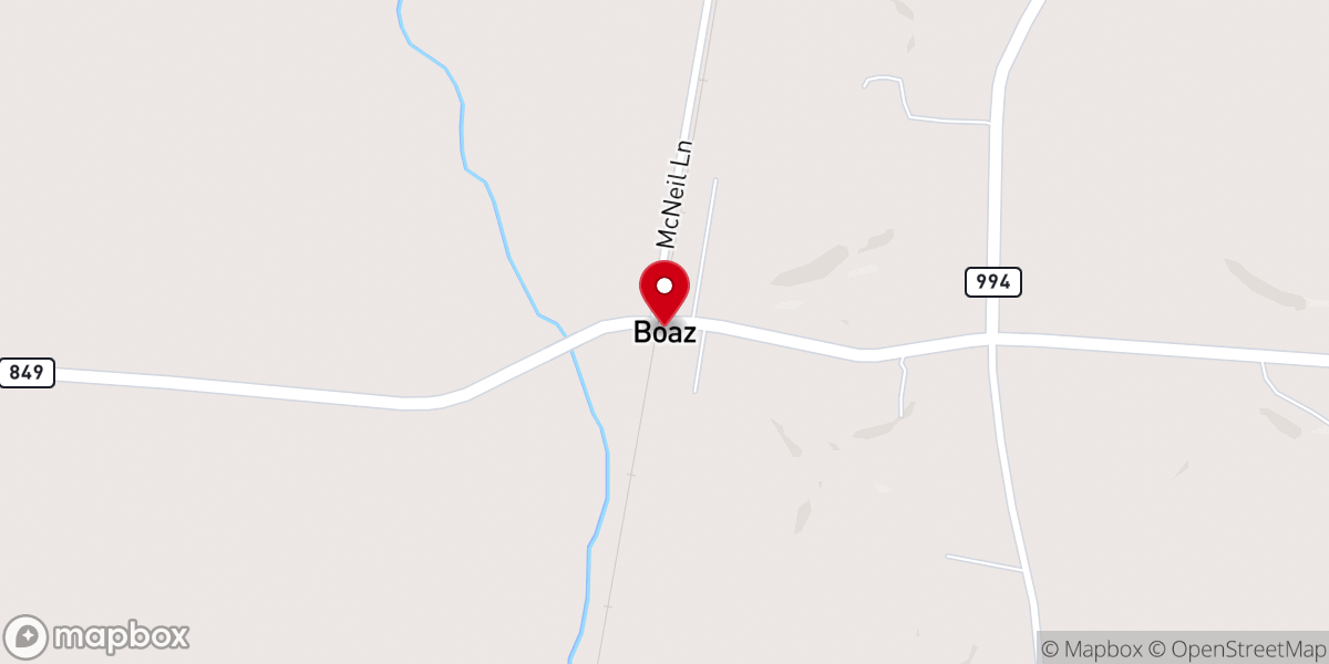 Map showing location of Boaz