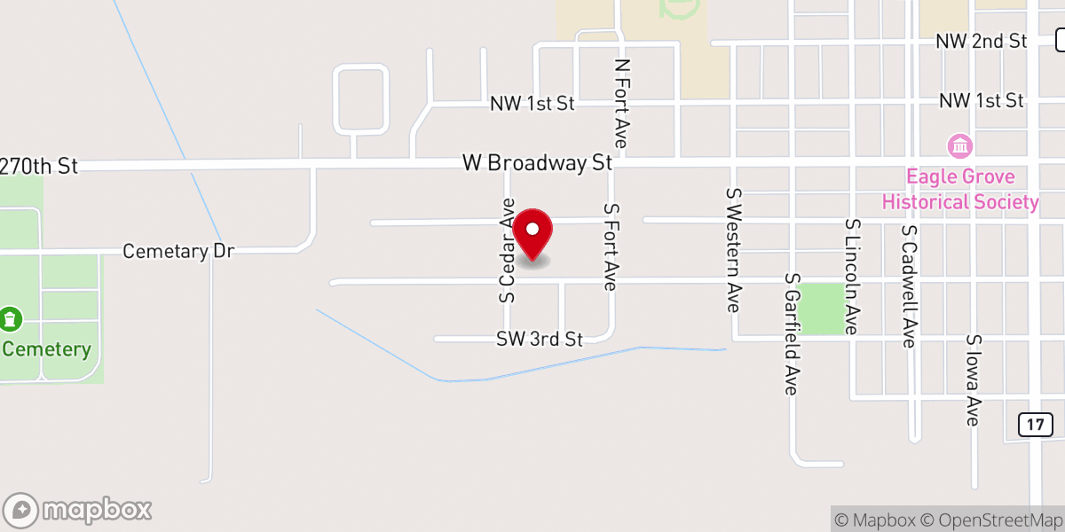 Map showing location of United Church of Christ