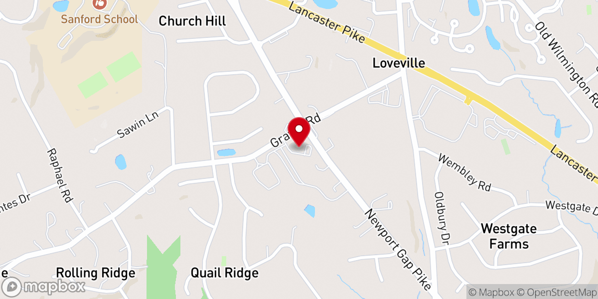 Map showing location of Grace Lutheran Church, Hockessin, Delaware 19707