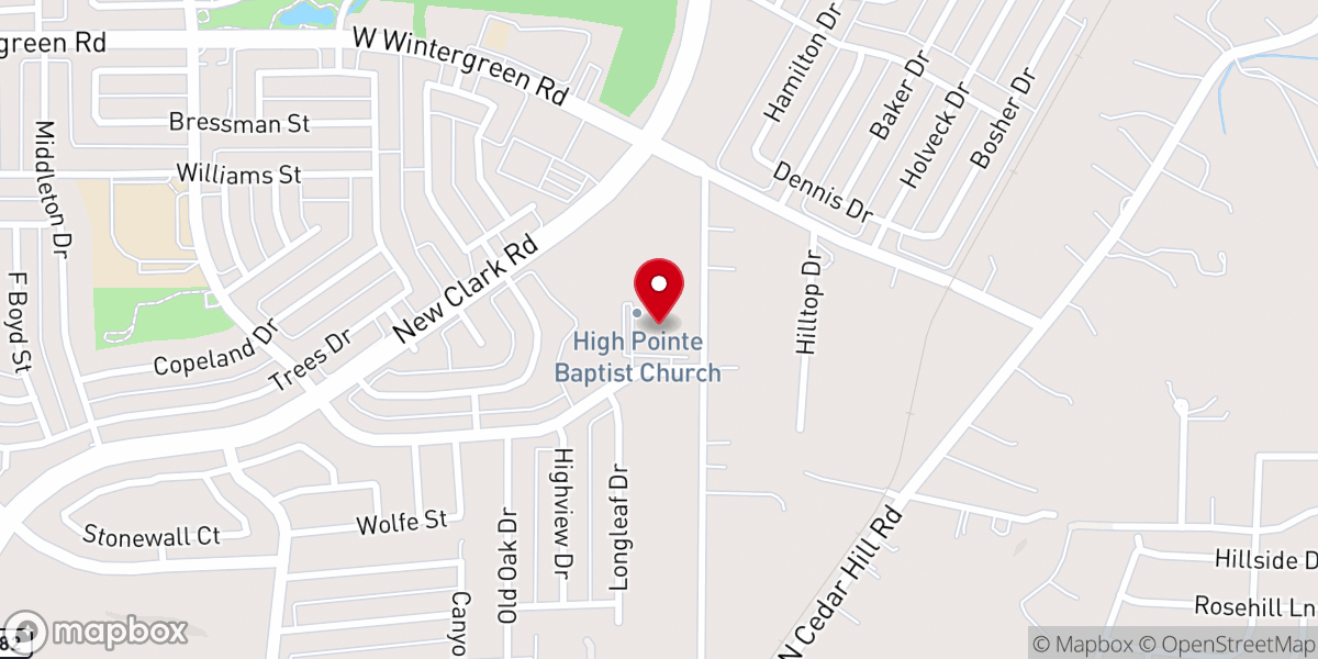 Map showing location of High Pointe Baptist Church