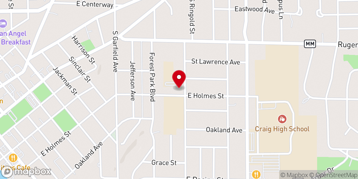 Map showing location of St. Paul's Lutheran Church