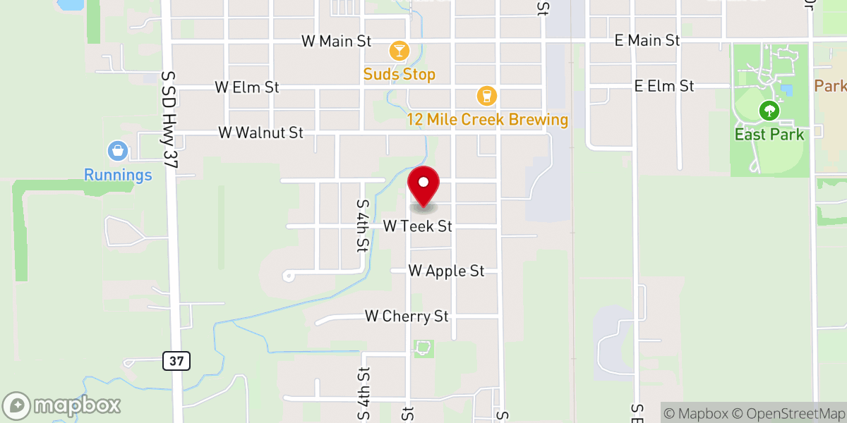Map showing location of Parkston Congregational Church