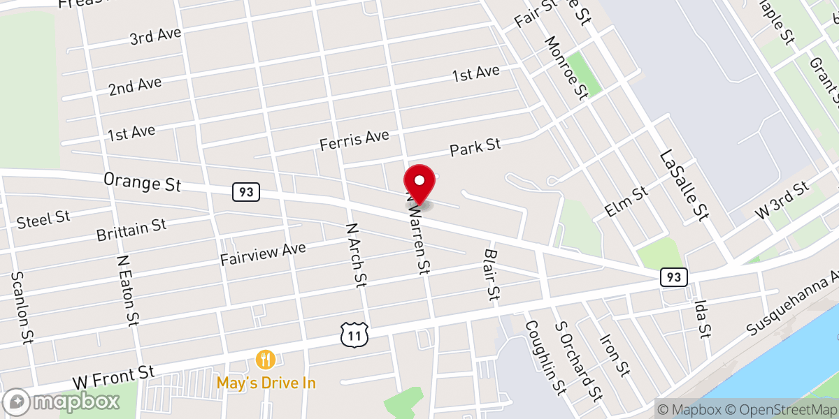 Map showing location of Calvary United Methodist Church