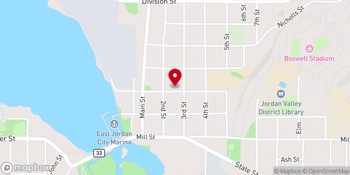 Map showing location of First Presbyterian Church of East Jordan