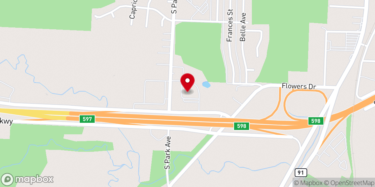 Map showing location of Southside Baptist Church