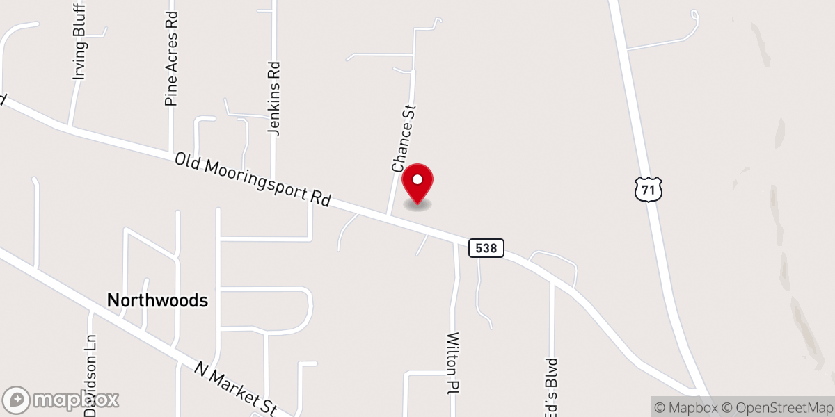 Map showing location of North Shreve Baptist Church