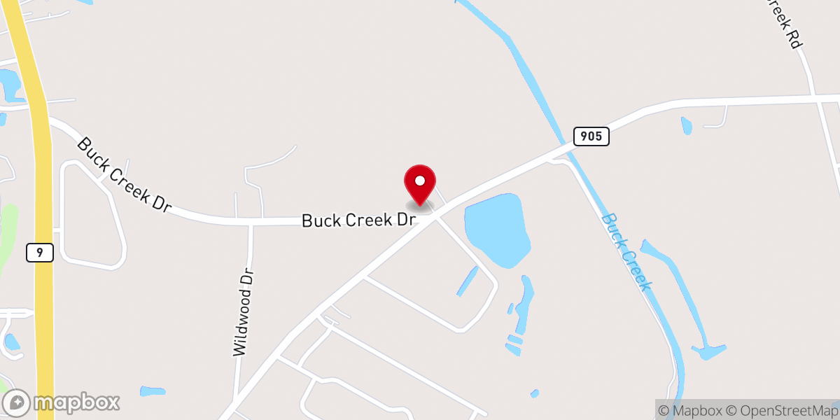 Map showing location of Buck Creek Baptist Church