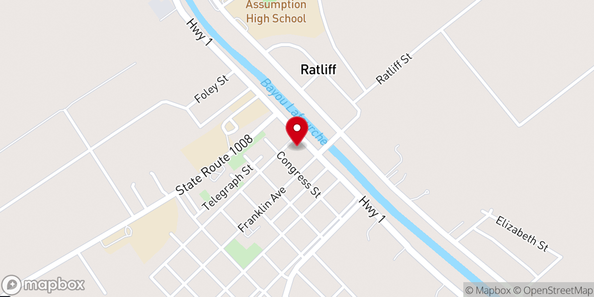 Map showing location of Assumption Parish Courthouse