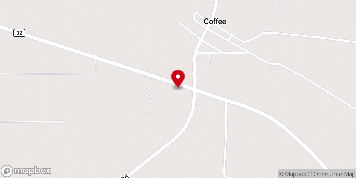 Map showing location of Coffee Wesleyan Church