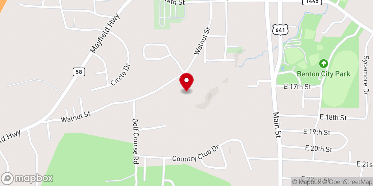 Map showing location of Walnut Street Baptist Church
