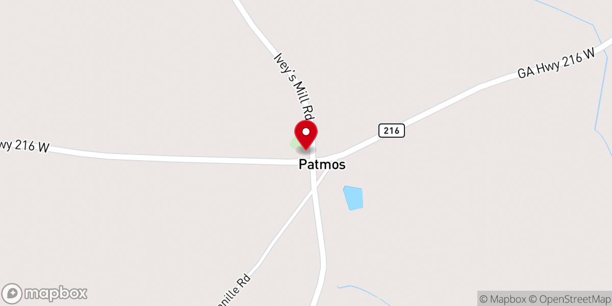 Map showing location of Patmos Church