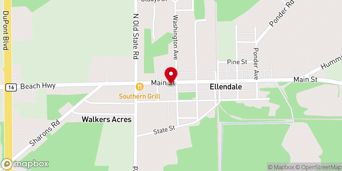 Map showing location of Ellendale United Methodist Church