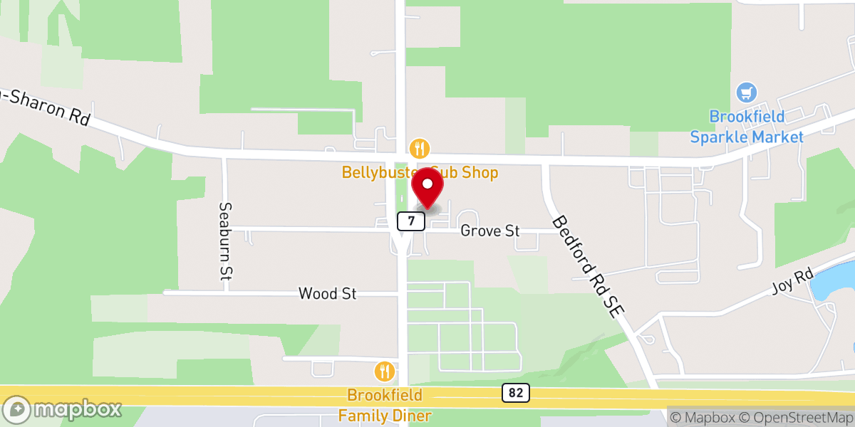 Map showing location of Brookfield United Methodist Church