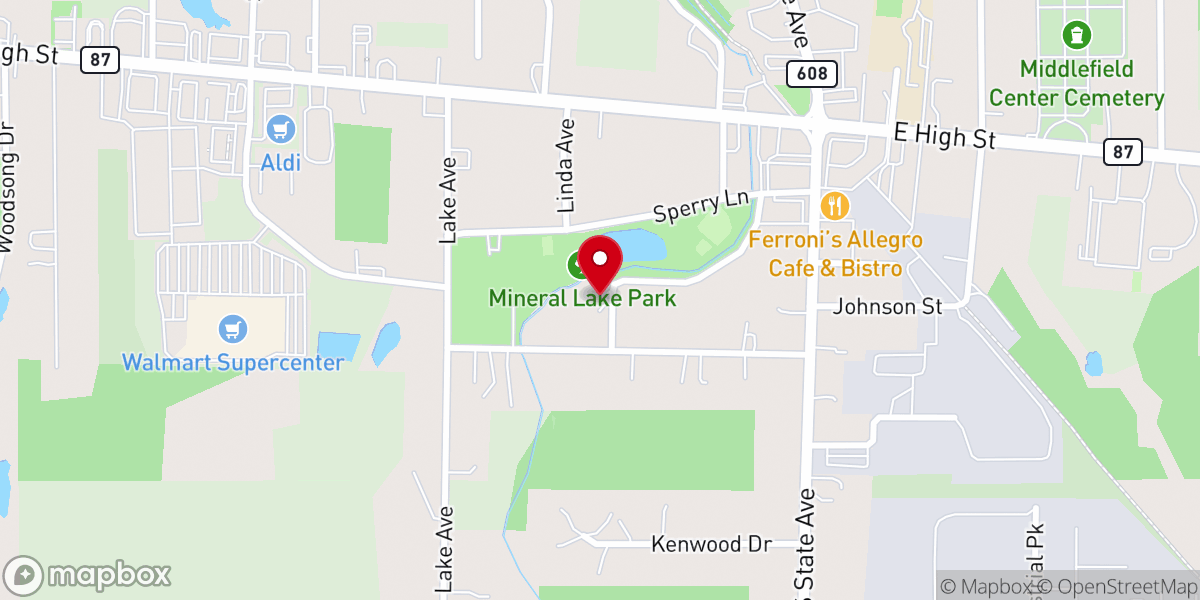 Map showing location of Middlefield Bible Church