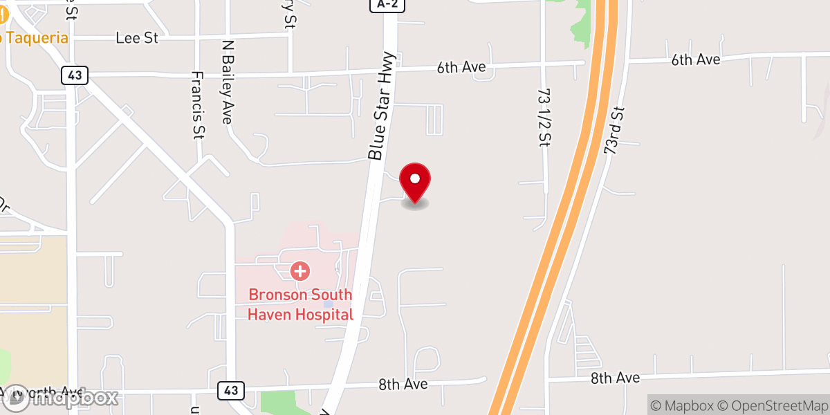 Map showing location of Bethel Baptist Church