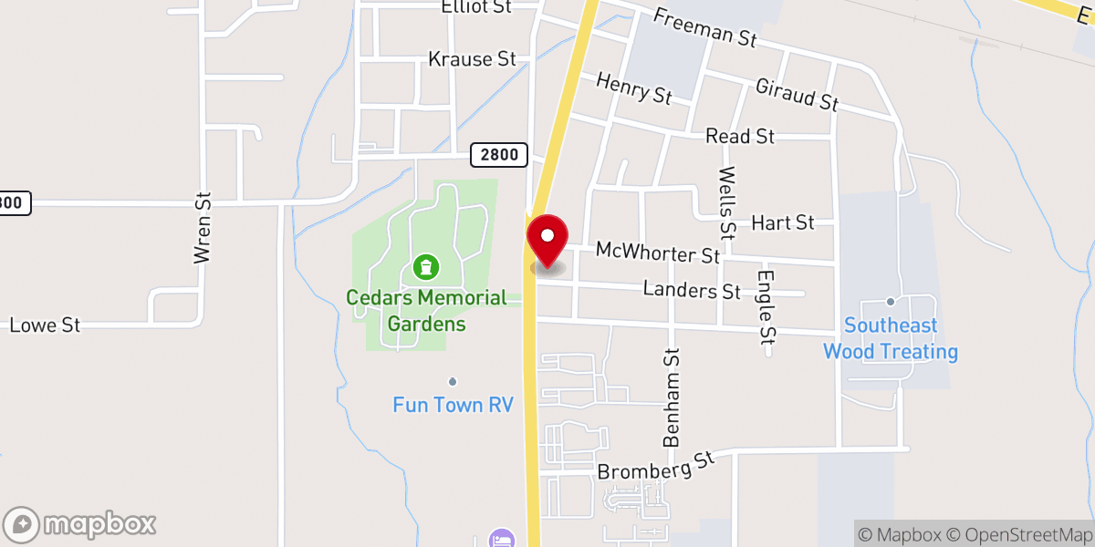 Map showing location of East Chapel CME Church