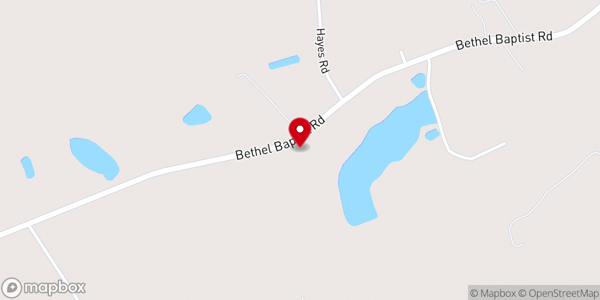 Map showing location of Bethel Baptist Church