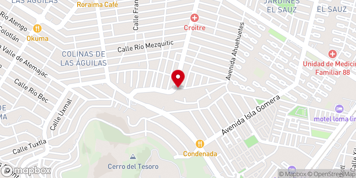 Map showing location of Parroquia Santa Cruz de las Colinas
