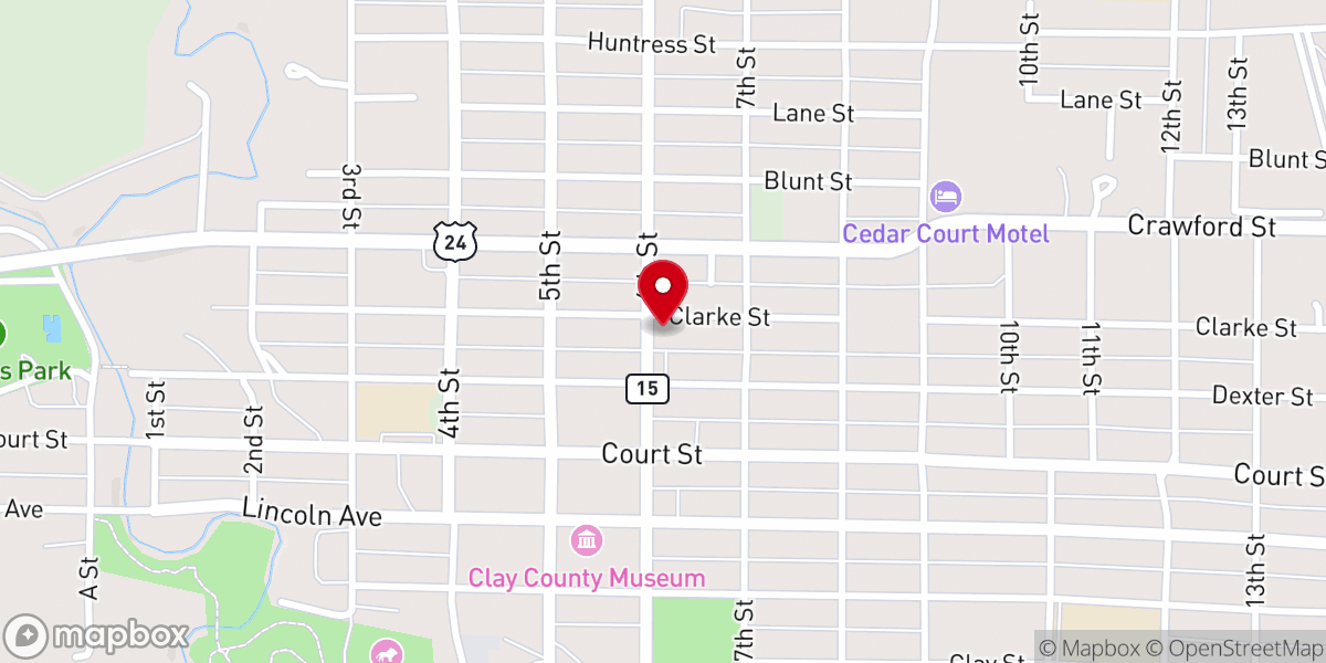 Map showing location of First Presbyterian Church
