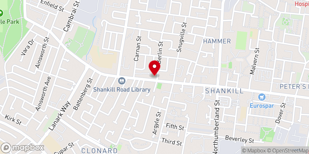 Map showing location of Shankill Methodist Church