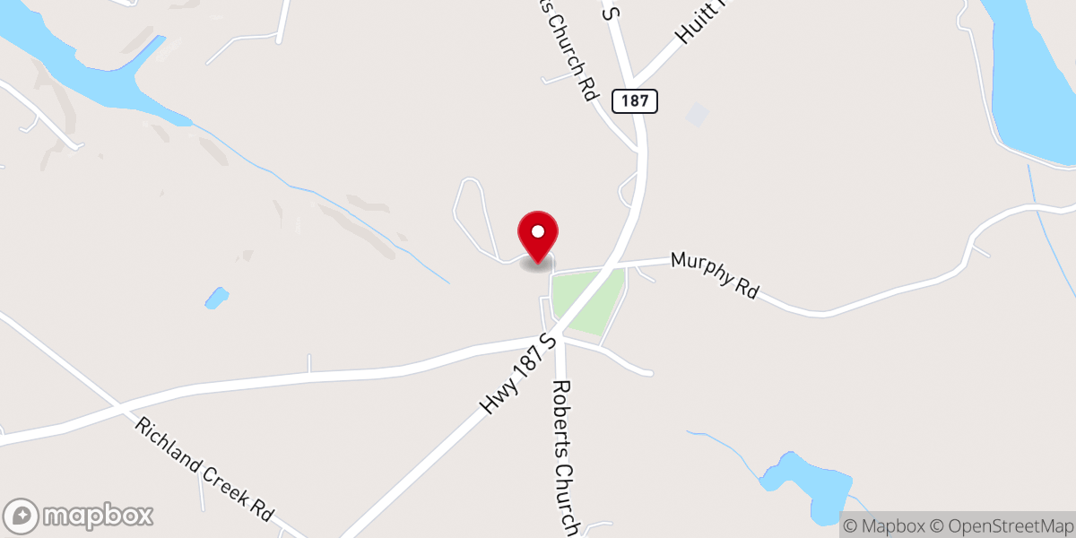 Map showing location of Roberts Presbyterian Church