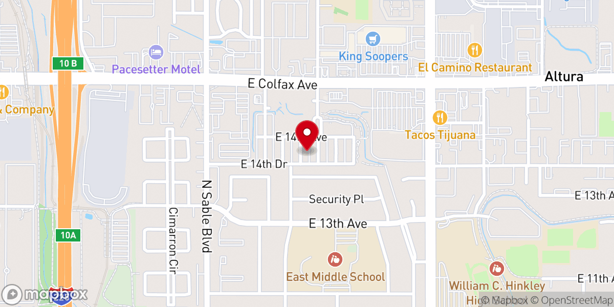 Map showing location of Casa De Avivamiento Denver Ministries